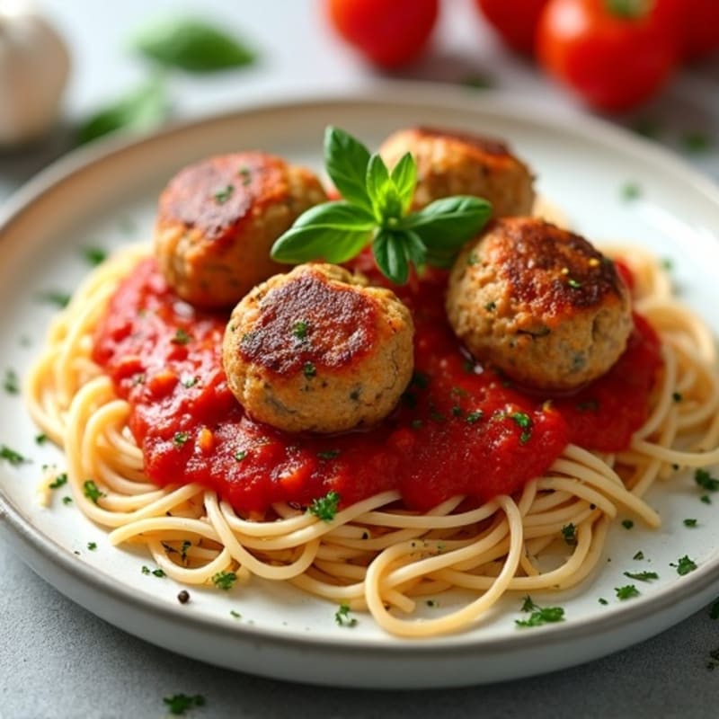 Hearty Lean Turkey Meatballs with Whole Wheat Spaghetti and Fresh Herb Marinara