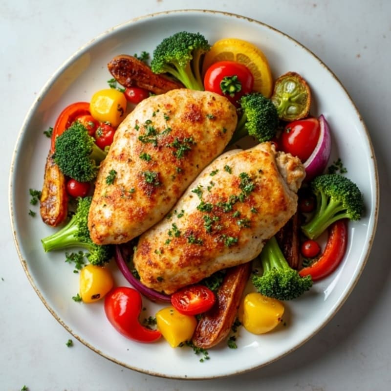 Crispy Lemon-Herb Sheet Pan Chicken with Roasted Vegetables