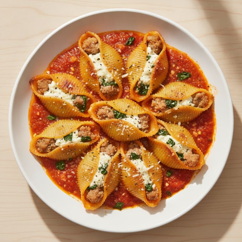 Baked Ricotta Shells with Marinara