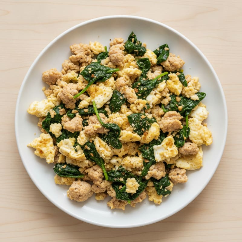 Egg White and Turkey Spinach Scramble