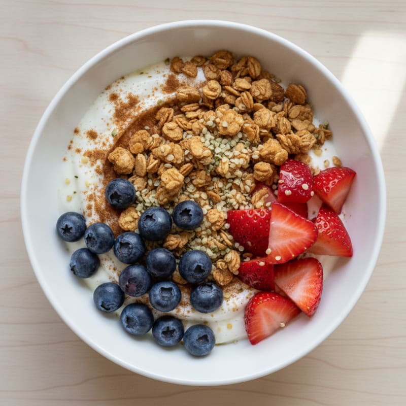 Blueberry Strawberry Yogurt Granola Bowl