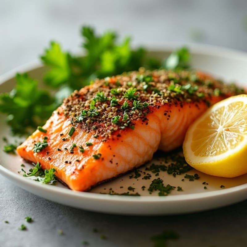 Herb-Crusted Pan Seared Salmon with Lemon