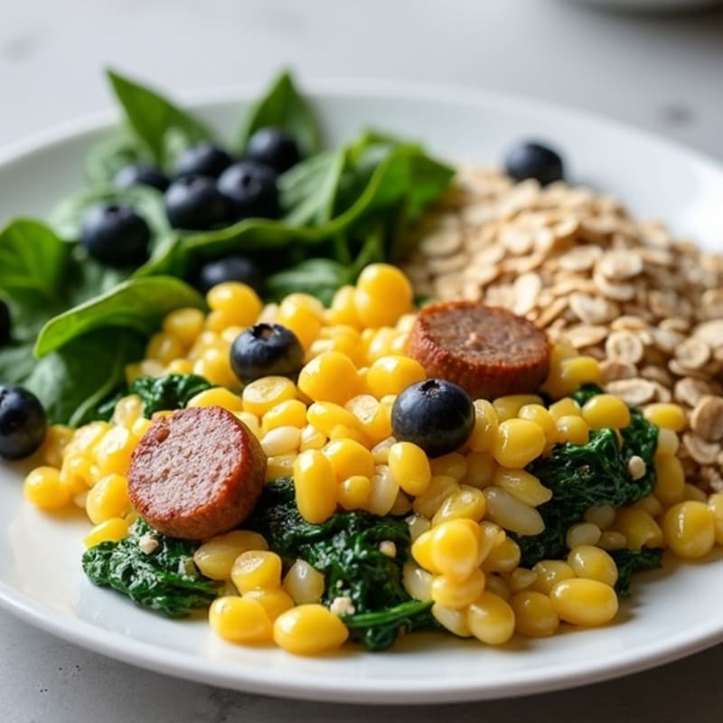 Egg White and Spinach Scramble with Turkey Sausage
