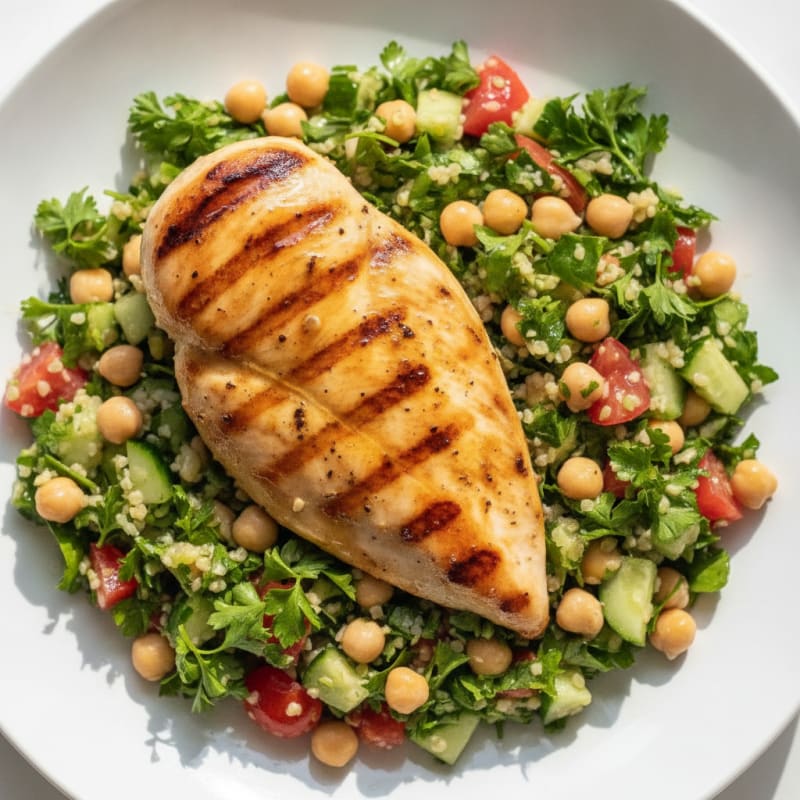 Grilled Lemon Herb Chicken with Chickpea Tabbouleh