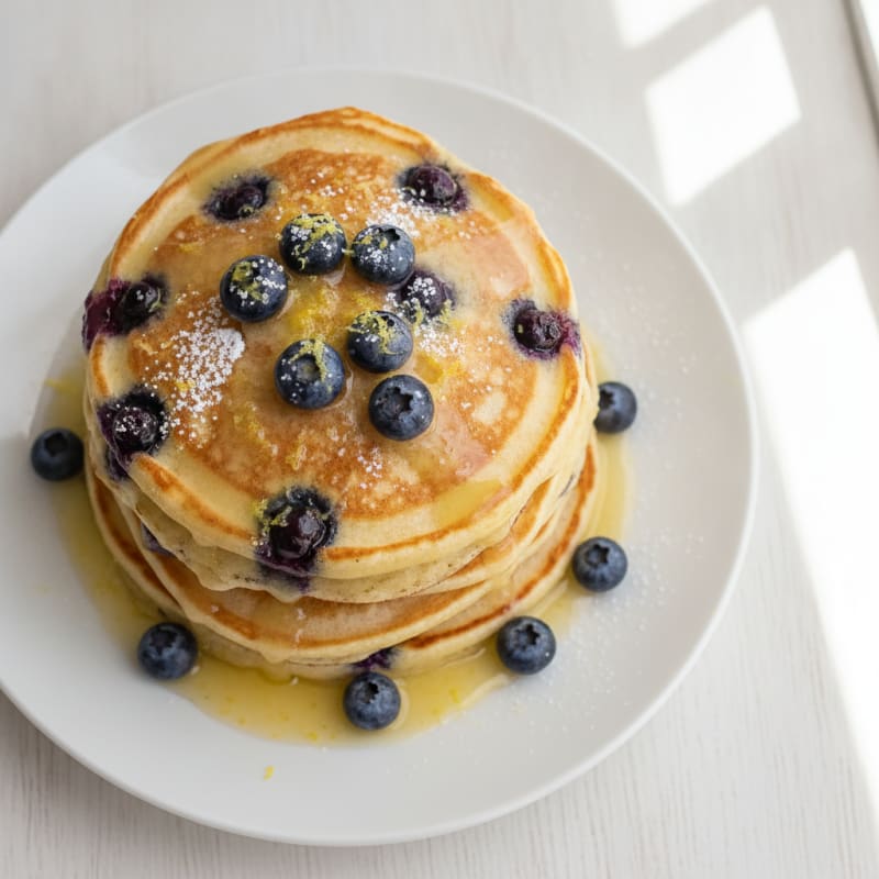 Blueberry Ricotta Pancakes with Lemon Zest