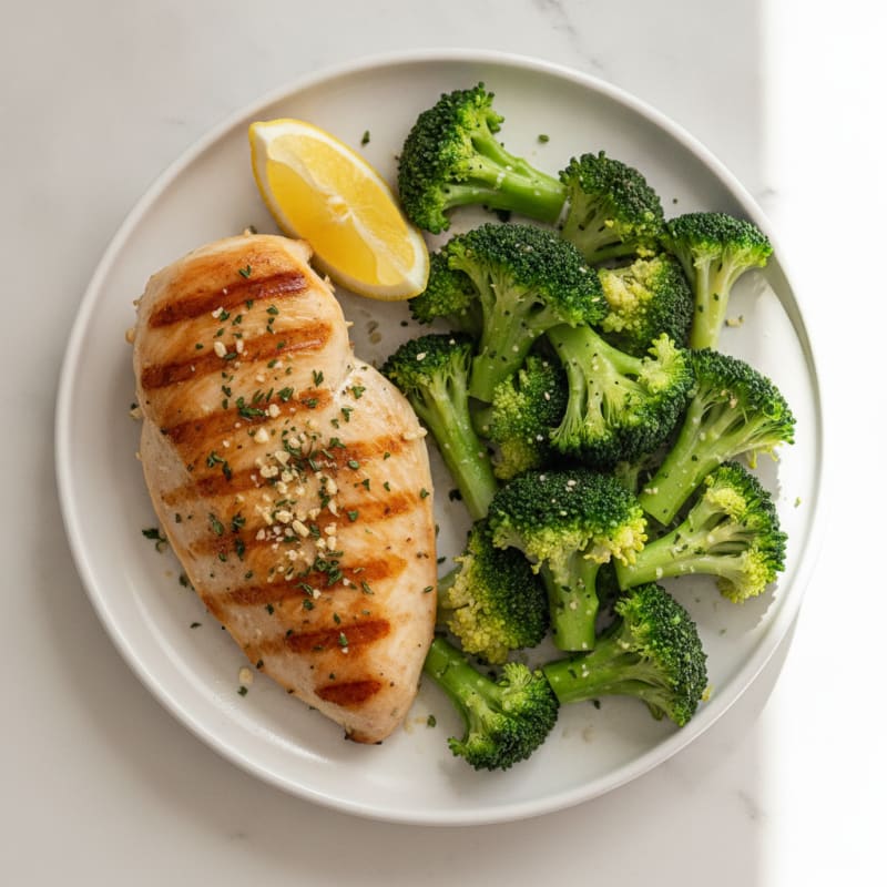 Grilled Chicken Breast with Steamed Broccoli
