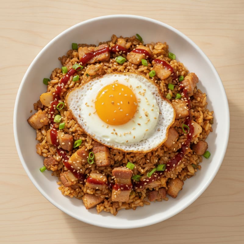 Savory Kimchi Fried Rice with Pork Belly
