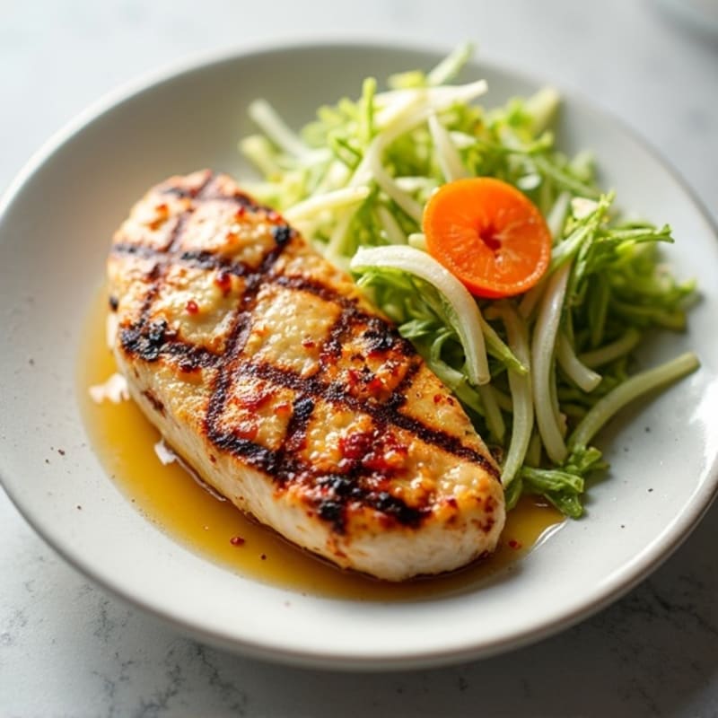 Grilled Chicken Breast with Crunchy Cabbage Slaw