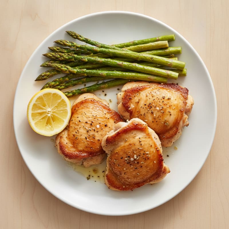 Pan-Seared Chicken Thigh with Roasted Asparagus