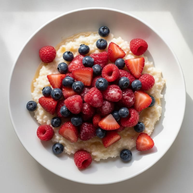 Creamy Protein Rice Pudding with Mixed Berries