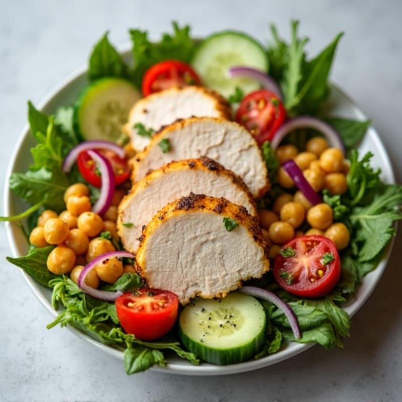 Grilled Turkey Breast Salad with Chickpeas and Lemon Vinaigrette