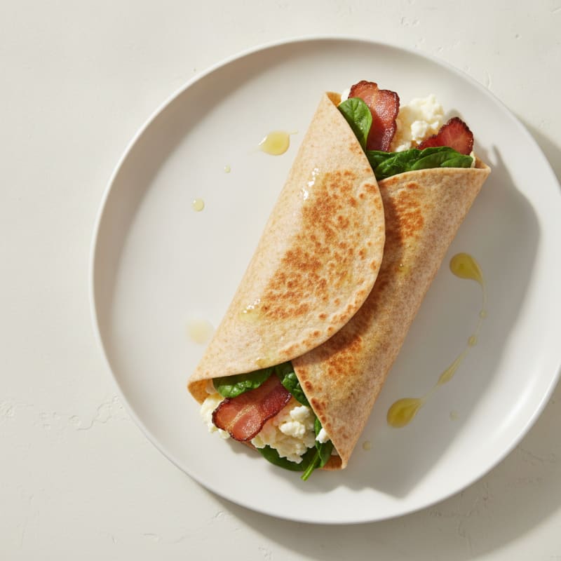 Crispy Turkey Bacon and Egg White Wrap with Spinach