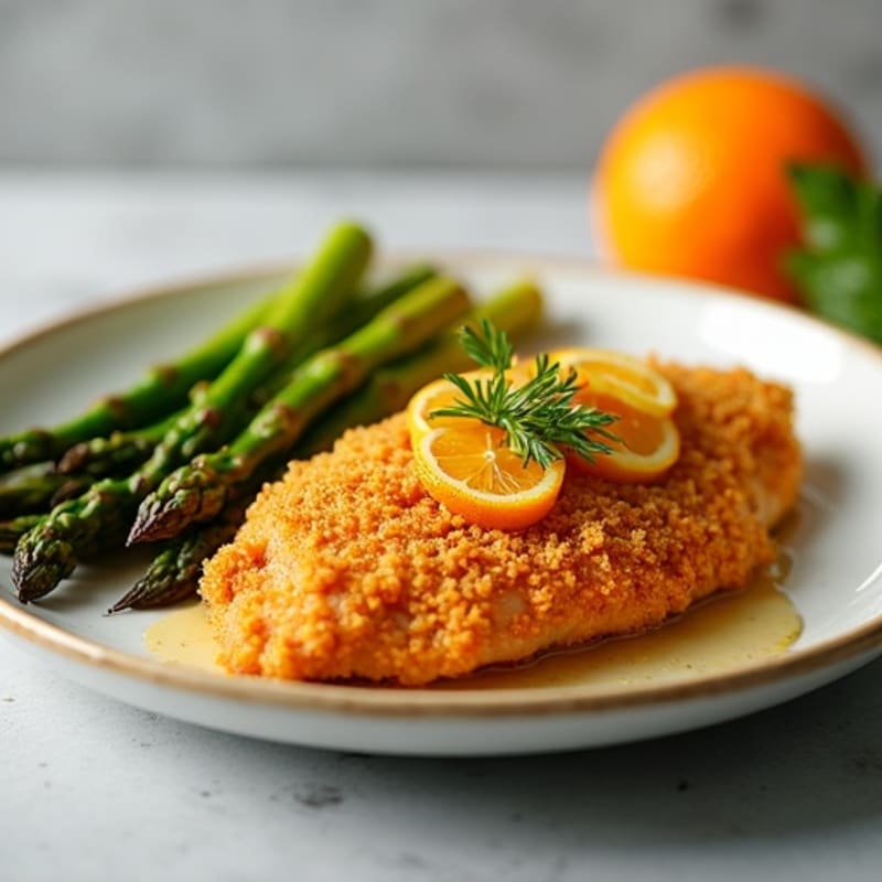 Crispy Baked Orange Chicken with Roasted Asparagus