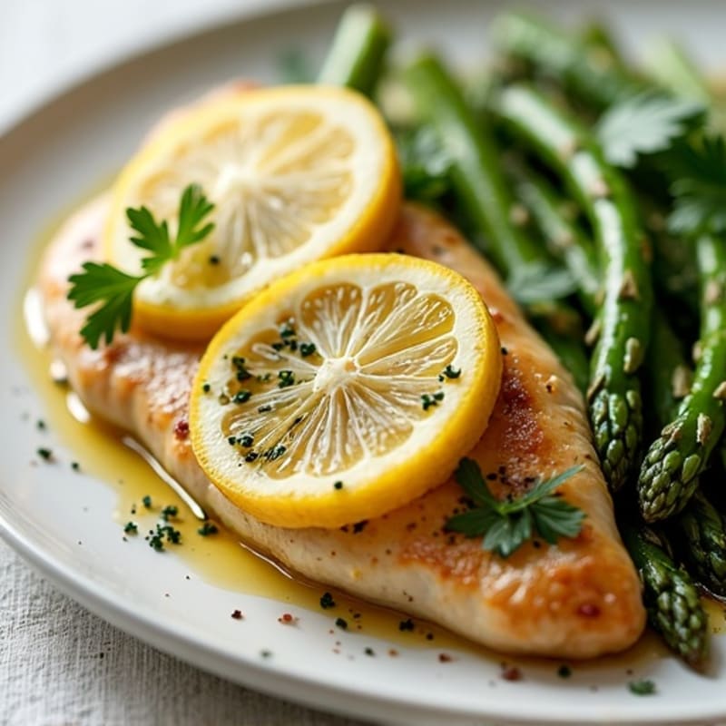 Lemon Herb Pan-Seared Chicken with Roasted Asparagus
