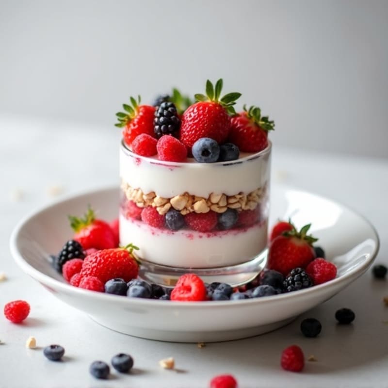 Greek Yogurt Protein Parfait with Mixed Berries and Almonds