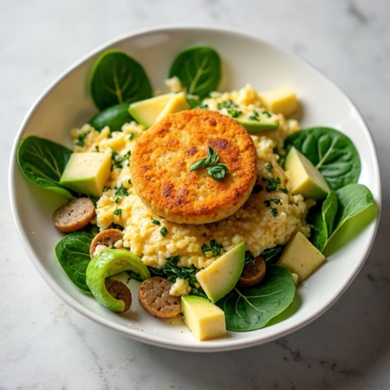 Egg White Scramble with Turkey Sausage and Spinach