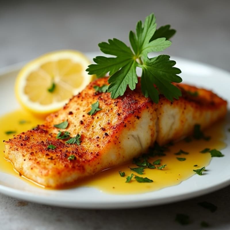 Crispy Blackened Catfish with Lemon Garlic Sauce