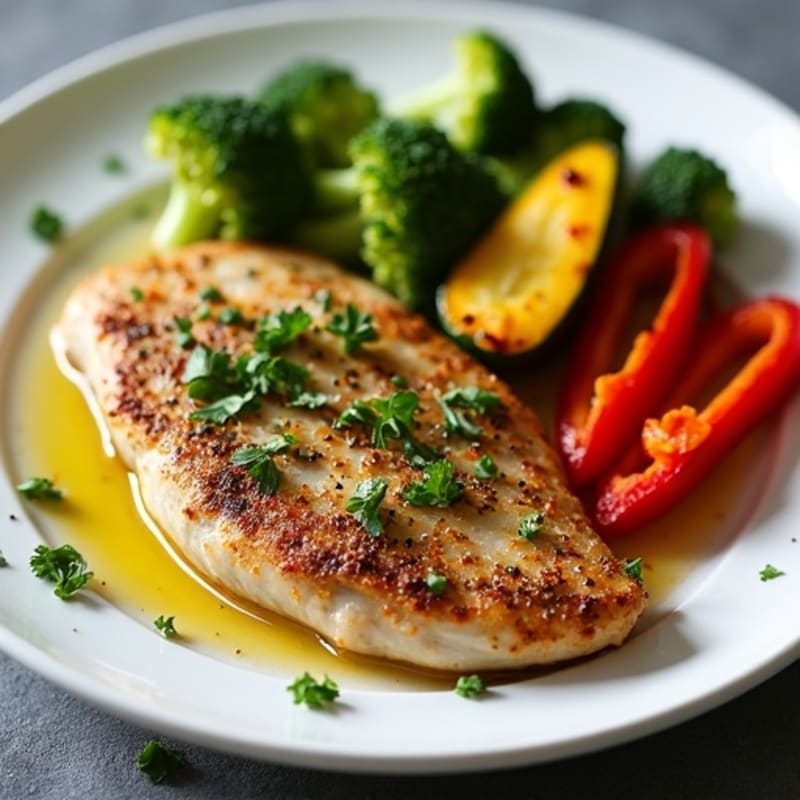 Herb-Crusted Pan Seared Chicken with Roasted Vegetables