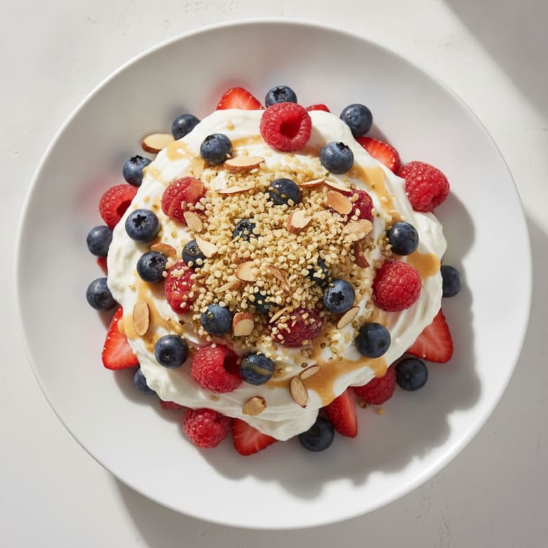 Silky Greek Yogurt Protein Parfait with Mixed Berries