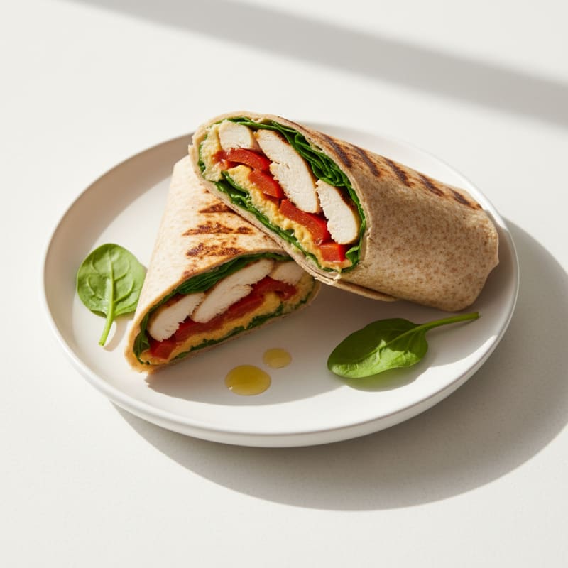 Grilled Chicken Wrap with Hummus and Roasted Peppers