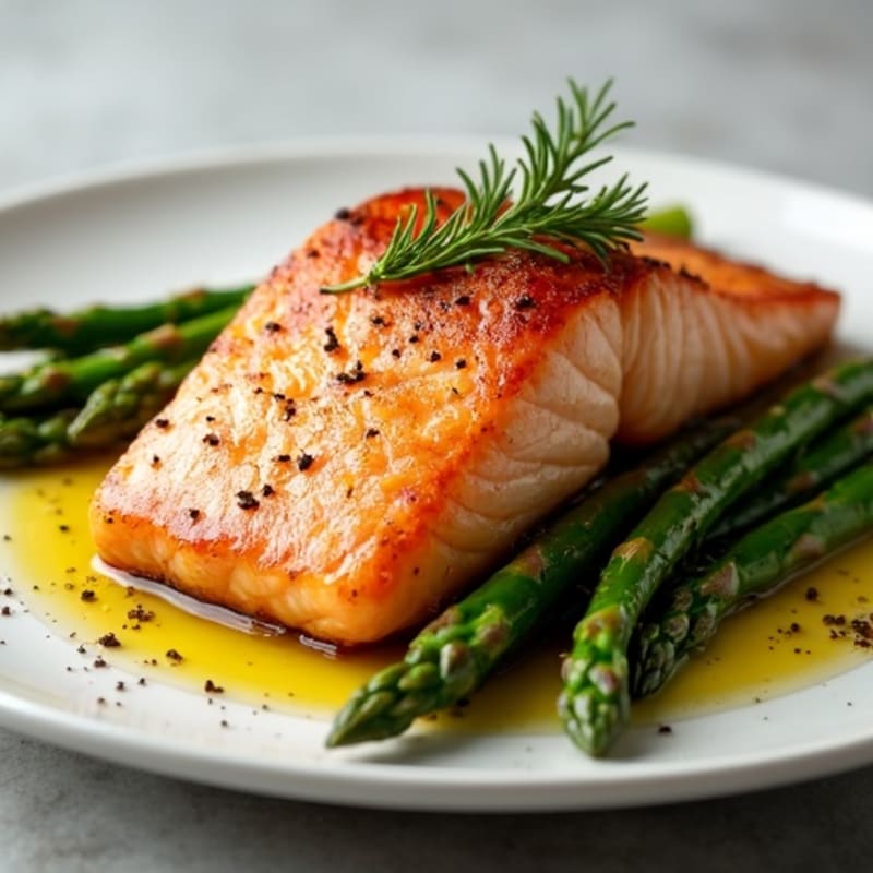 Crispy Pan-Seared Salmon with Roasted Asparagus