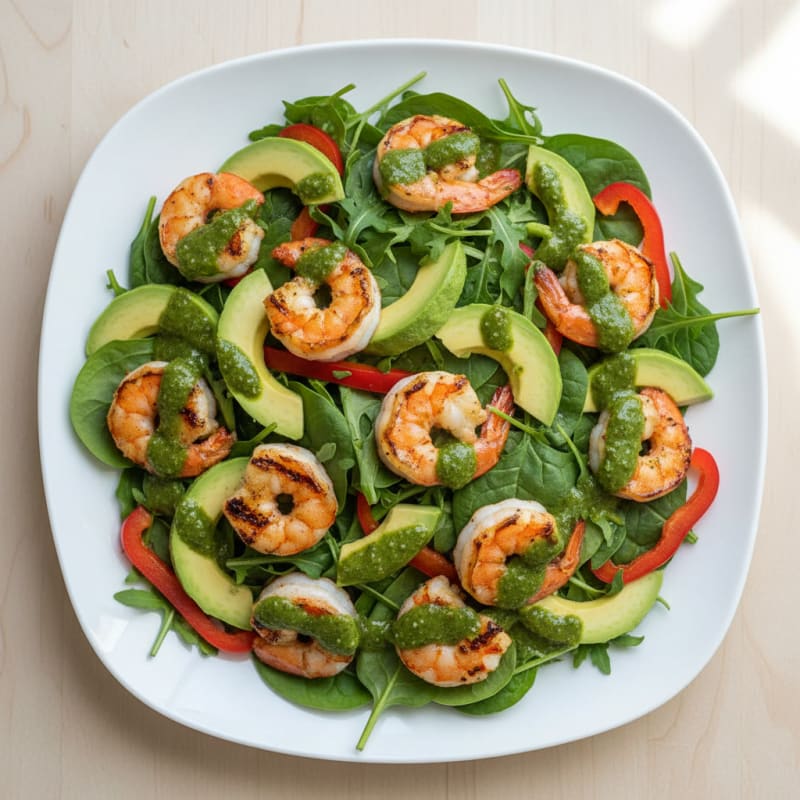 Grilled Shrimp and Avocado Salad with Cilantro-Lime Dressing
