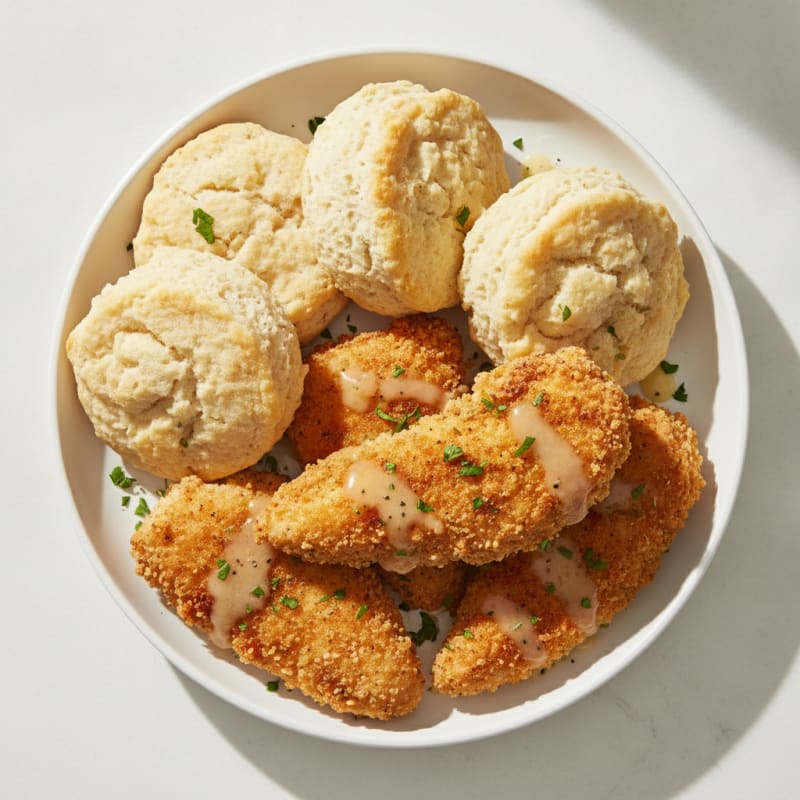 Buttermilk Fried Chicken with Fluffy Biscuits