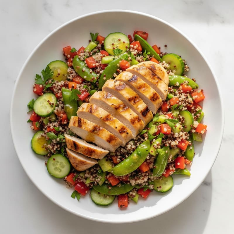 Grilled Chicken and Quinoa Salad with Crunchy Vegetables