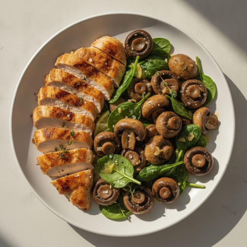 Roasted Garlic Butter Mushrooms with Pan-Seared Chicken