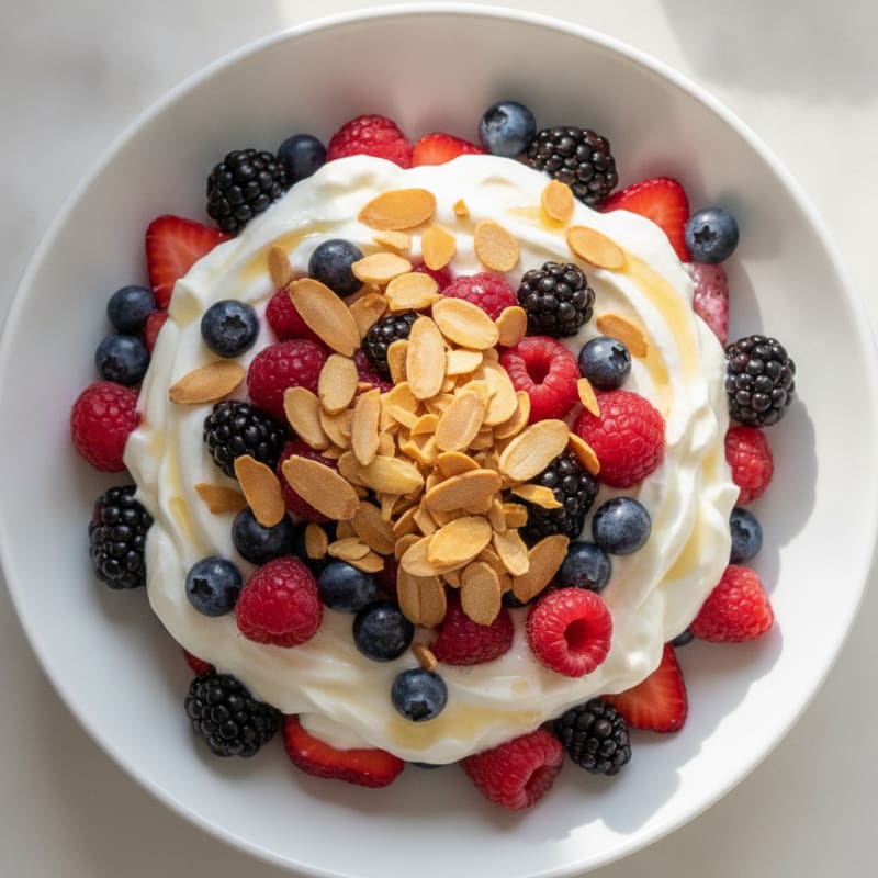 Greek Yogurt Protein Parfait with Mixed Berries