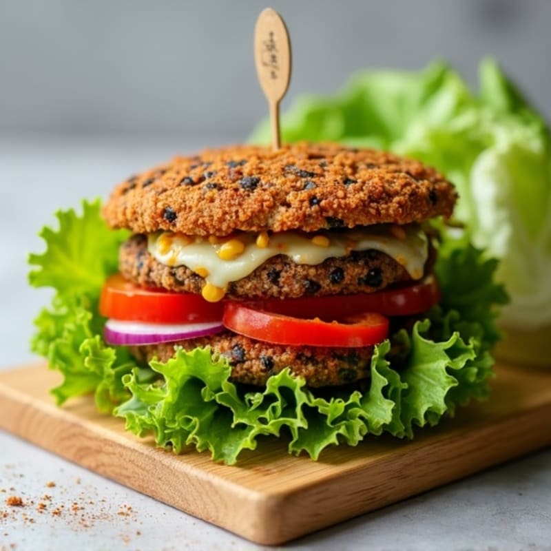 Crispy Black Bean Quinoa Burger Lettuce Wrap