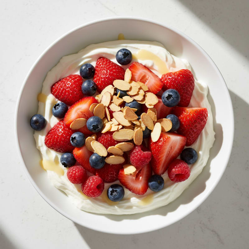 Creamy Greek Yogurt with Protein Powder and Fresh Berries