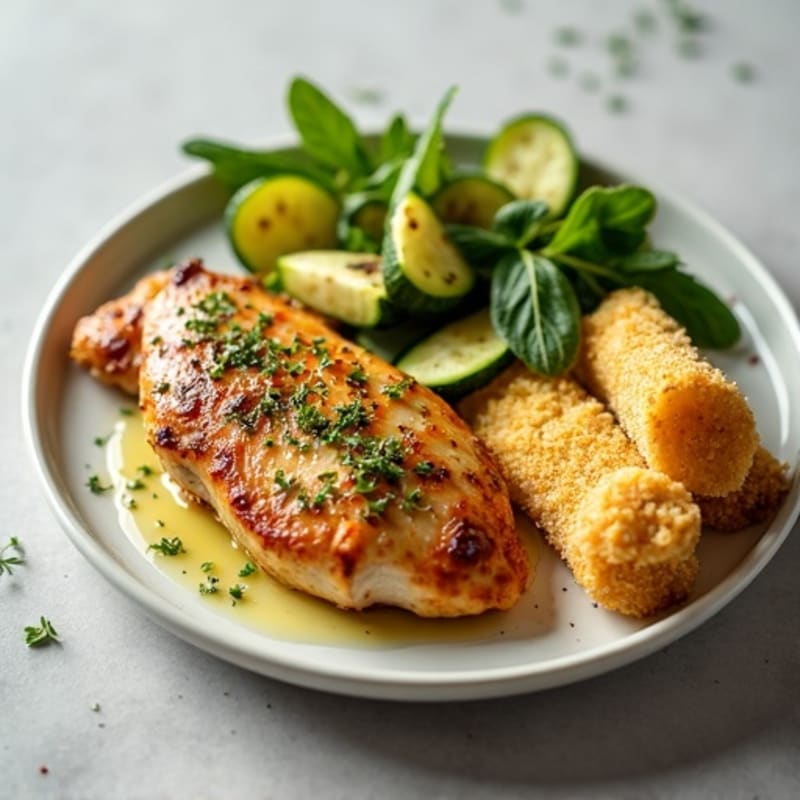 Garlic Herb Roasted Chicken with Crispy Parmesan Zucchini Sticks
