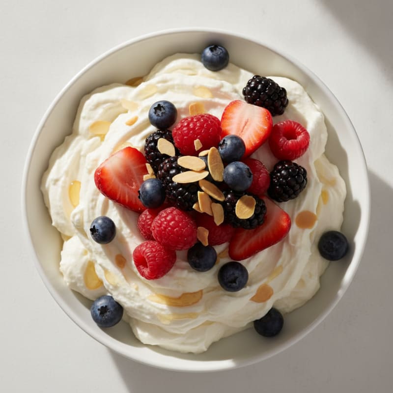 Greek Yogurt Protein Mousse with Mixed Berries