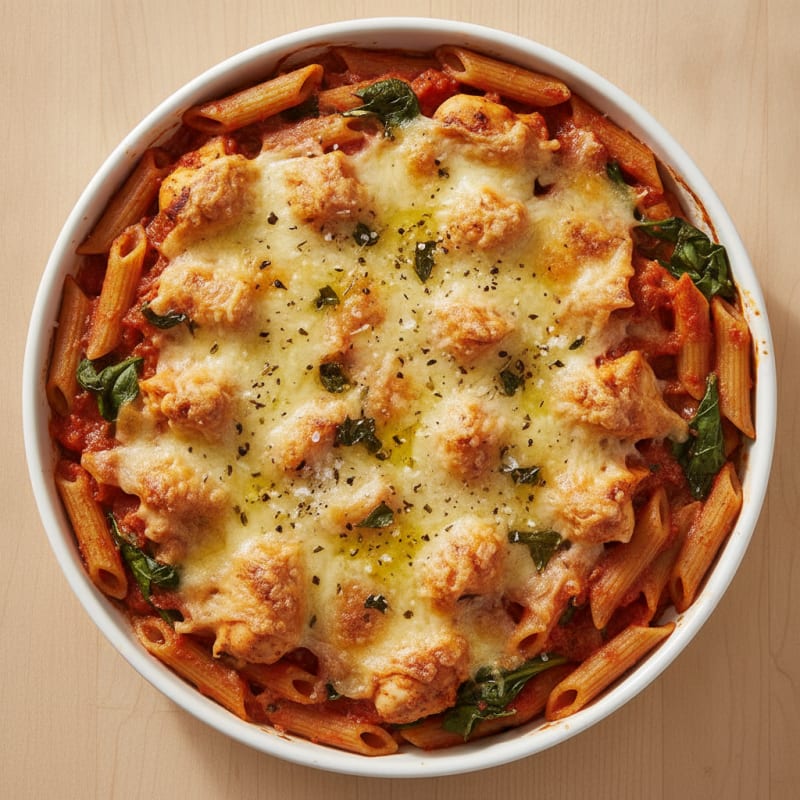 Baked Chicken and Pasta with Mozzarella