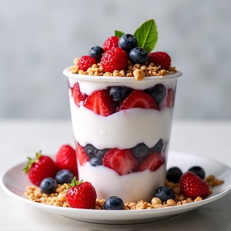 Greek Yogurt Protein Parfait with Mixed Berries and Almonds