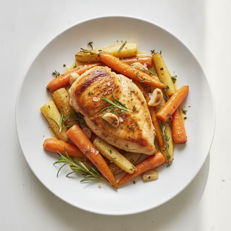 Garlic Herb Roasted Chicken with Root Vegetables