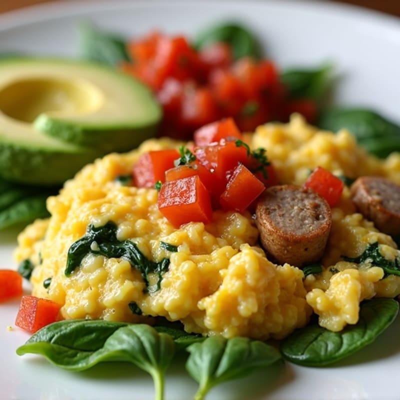 Egg White and Turkey Sausage Scramble with Spinach