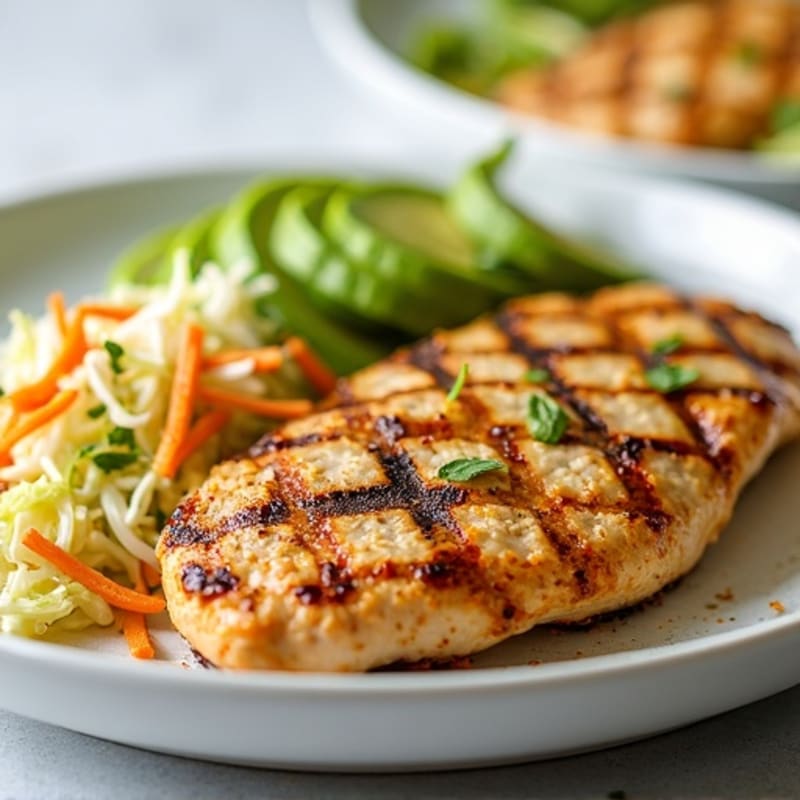 Grilled Chicken Breast with Crunchy Cabbage Slaw