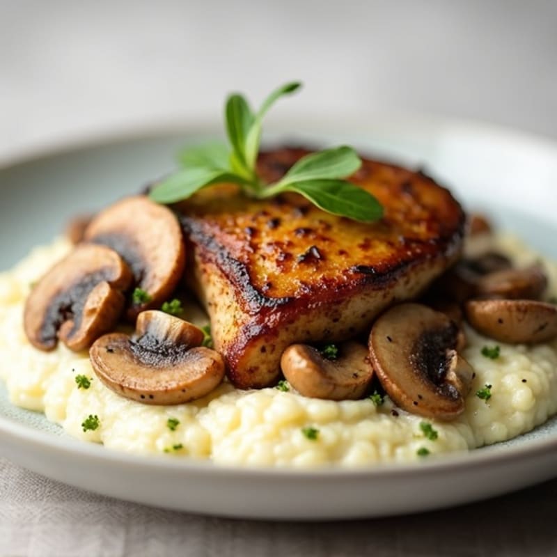 Silky Mushroom and Herb Chicken with Creamy Cauliflower Puree