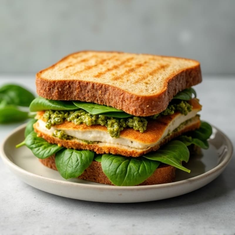 Grilled Chicken Pesto Sandwich with Fresh Spinach
