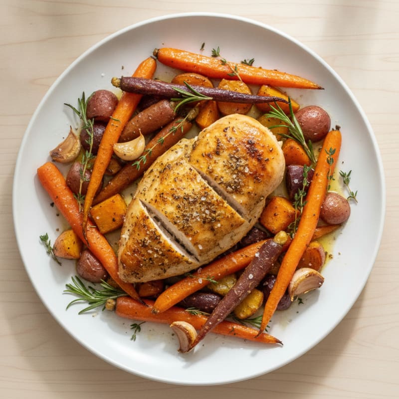 Garlic Herb Roasted Chicken with Root Vegetables