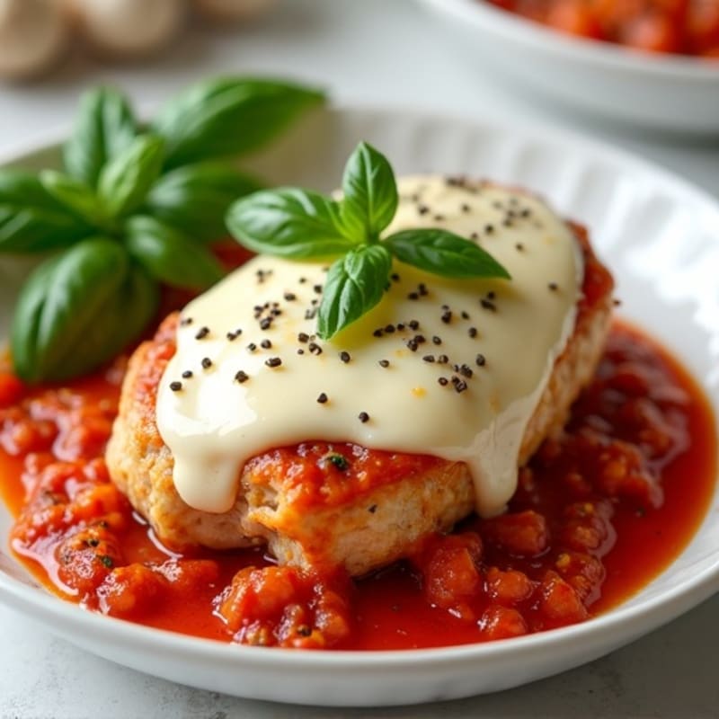 Savory Lean Meat-Stuffed Chicken Breast with Zesty Tomato Sauce and Melted Mozzarella