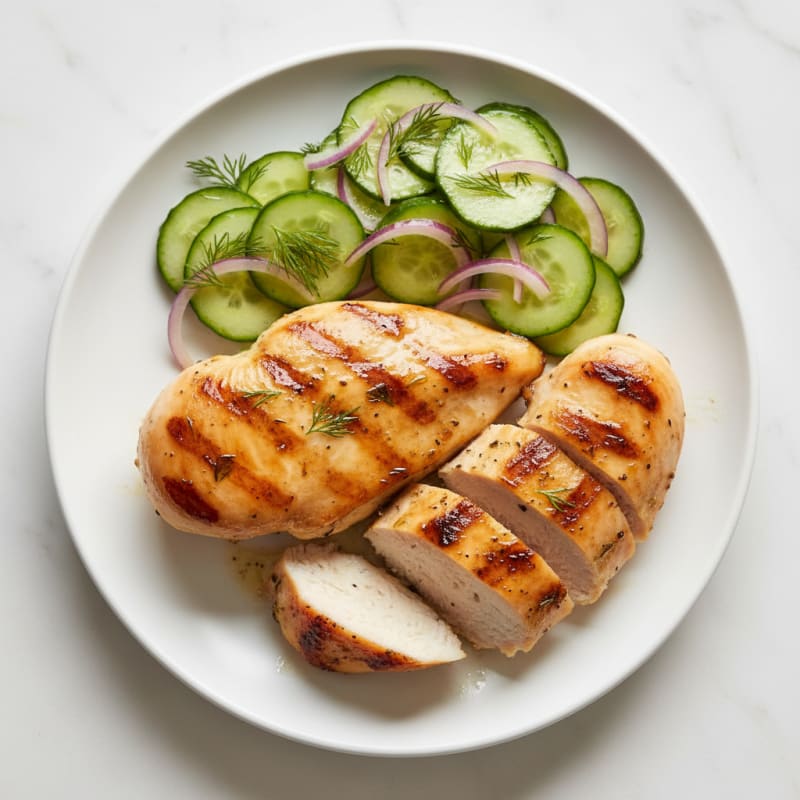 Grilled Chicken Breast with Cucumber Salad