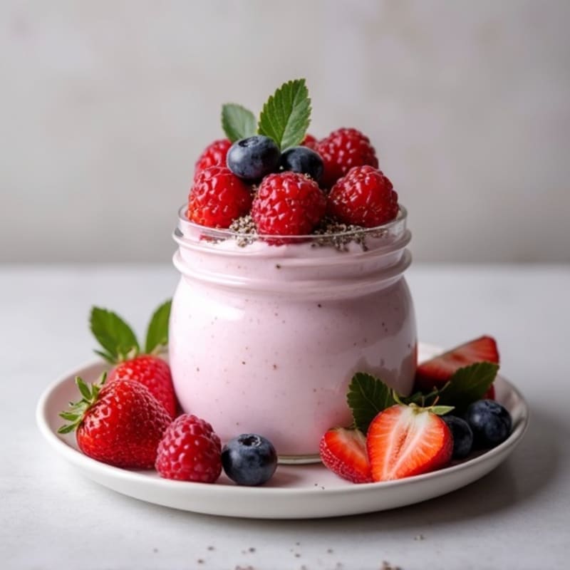 Greek Yogurt Protein Mousse with Mixed Berries