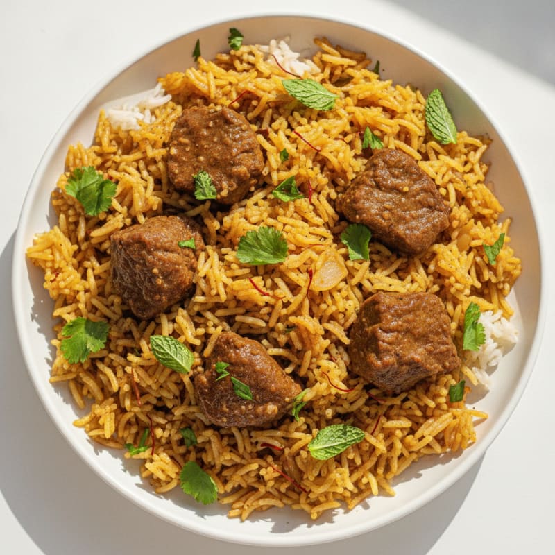 Braised Beef Biryani with Saffron Rice