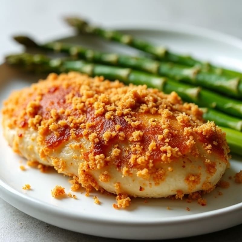 Crispy Buttermilk Baked Chicken with Roasted Asparagus