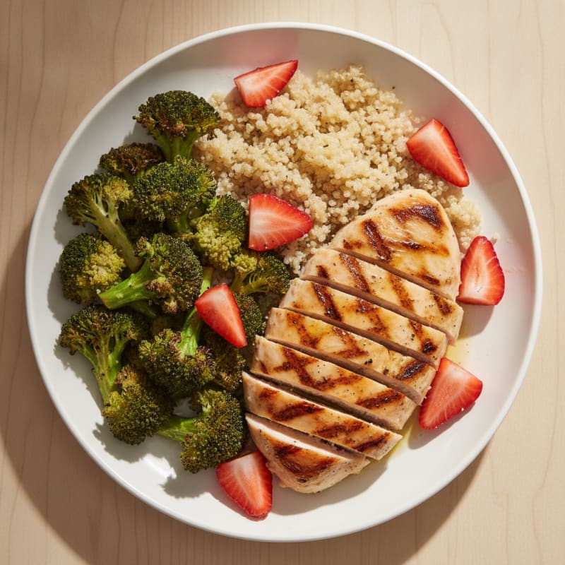 Grilled Chicken Breast with Roasted Broccoli and Quinoa