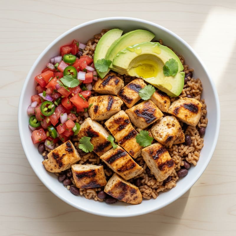 Grilled Chicken Bowl with Brown Rice and Fresh Salsa