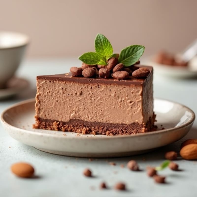 Chocolate Protein Cheesecake with Almond Crust